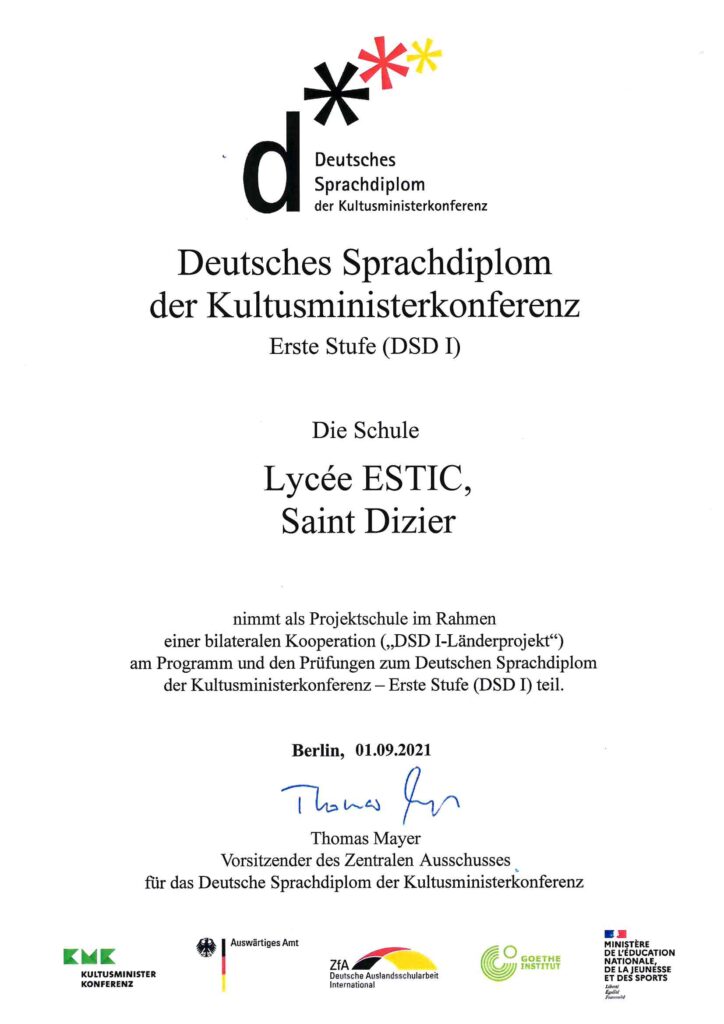 Certificats délivrés par le Ministère de la culture allemand